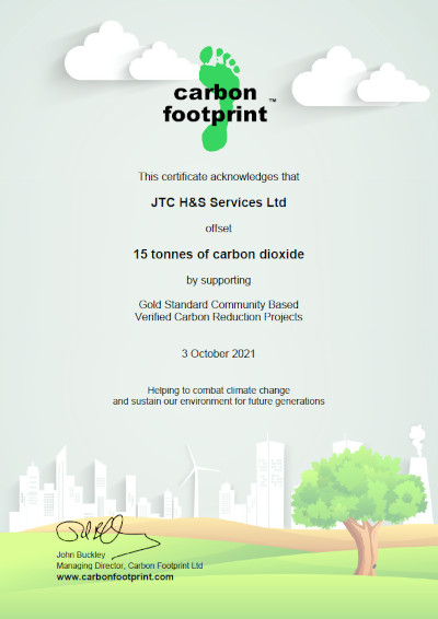 Certificate: Carbon offset cert Oct 2021